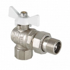 Шаровой кран Valtec Base угловой с полусгоном 3/4 вн.-нар. с белой ручкой