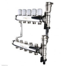 Коллектор Valtec из нержавеющей стали с термостатическими клапанами 1", 9 выходов x 3/4"