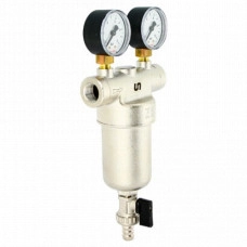 Фильтр промывной Uni-fitt 216N3030 (ВВ со сливным шаровым краном и двумя манометрами никелированный  Размер:3/4')