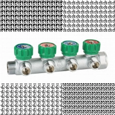 Коллектор Gappo G1001.04 (регулируюемый, плоское уплотнение ВР-НР, 3/4x1/2х4 вых)