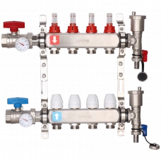 Коллектор Gappo G422.9 (регулируемый, с расходомерами, 1x3/4, 9 вых., в комплекте, нерж.ст.)