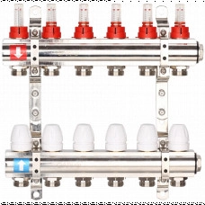 Коллектор Gappo G423.6 (регулируемый, с расходомерами, 1x3/4, 6 вых., латунь)