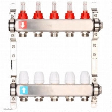 Коллектор Gappo G424.5 (регулируемый, с расходомерами, 1x3/4, 5 вых., нерж.ст.)