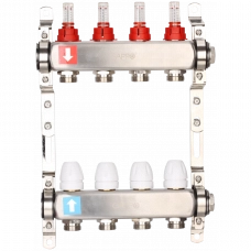 Коллектор Gappo G424.8 (регулируемый, с расходомерами, 1x3/4, 8 вых., нерж.ст.)