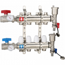 Коллектор Gappo G425.2 (регулируемый, с запорными клапанами, 1x3/4, 2 вых., в комплекте, латунь)