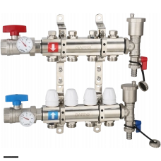 Коллектор Gappo G425.4 (регулируемый, с запорными клапанами, 1x3/4, 4 вых., в комплекте, латунь)