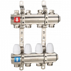 Коллектор Gappo G427.9 (регулируемый, с запорными клапанами, 1x3/4, 9 вых., латунь)