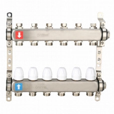 Коллектор Gappo G428.6 (регулируемый, с запорными клапанами, 1x3/4, 6 вых., нерж. ст.)