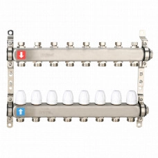 Коллектор Gappo G428.8 (регулируемый, с запорными клапанами, 1x3/4, 8 вых., нерж. ст.)