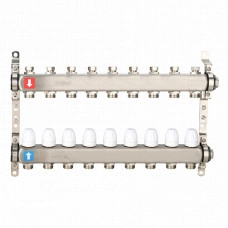 Коллектор Gappo G428.9 (регулируемый, с запорными клапанами, 1x3/4, 9 вых., нерж. ст.)