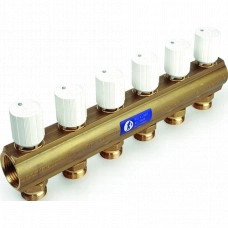 Коллектор R553V с термостатическими клапаном НР Ду 1"x18 / 5 выходов R553VY005