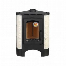 Печь-камин ЭкоКамин Бавария Угловая Радиус изразцовая Барокко бежевый с металлической крышкой