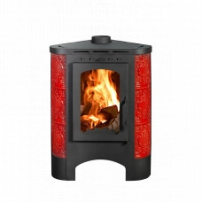 Печь-камин ЭкоКамин Бавария Угловая Радиус изразцовая Барокко кирпичный с металлической крышкой