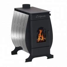 Печь воздухогрейная НМК Сибирячка-6 с кожухом из нержавеющей стали с дверцей со стеклом