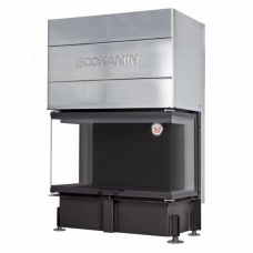 Топка каминная ЭкоКамин Дельта 1000PВ три стекла принтинг подовое горение черный шамот