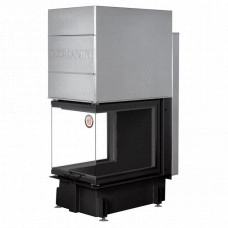 Топка каминная ЭкоКамин Дельта 700PB три стекла подовое горение принтинг черный шамот