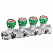 Коллектор VIEIR VR526-4 ("евроконус" с  вентилями 1"x3/4"-4 вых)