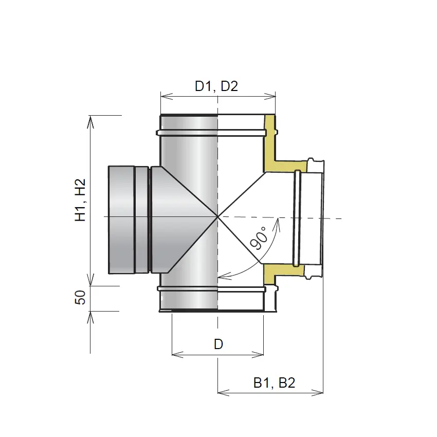 Четверник 90° d300/360мм DM AISI 304-1.0/430-0.5мм (30мм)