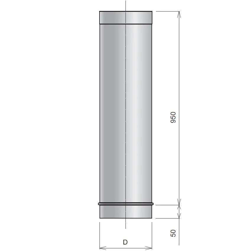 Труба (вставка) L=1000 мм d210мм DS AISI 304-0,8мм