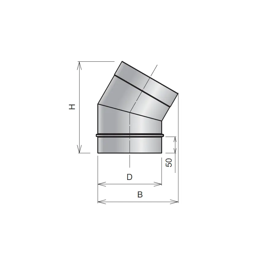 Колено 45° d130мм DS AISI 304-0,6мм