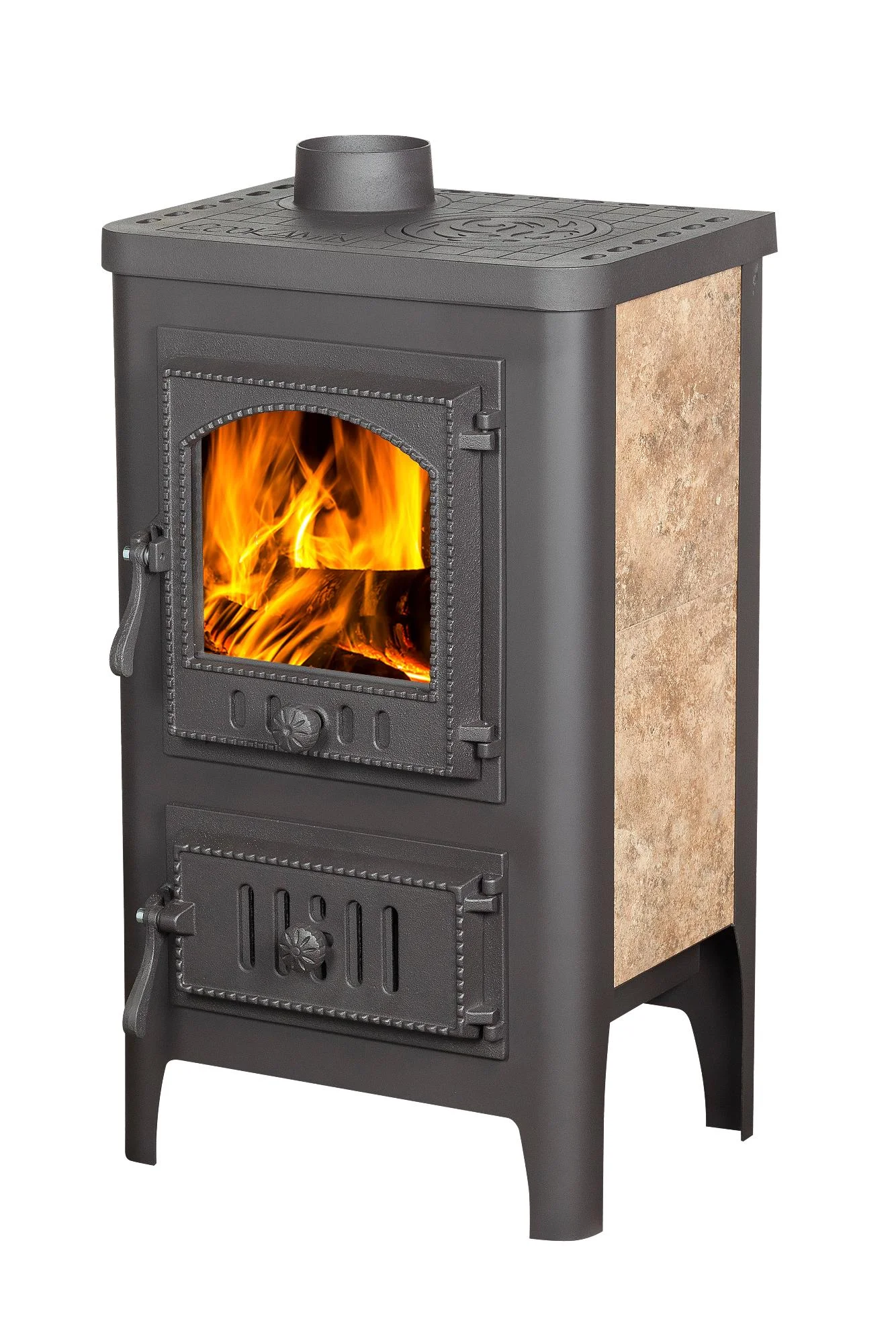 Печь-камин ЭкоКамин Бавария Оптима Чугун с плитой