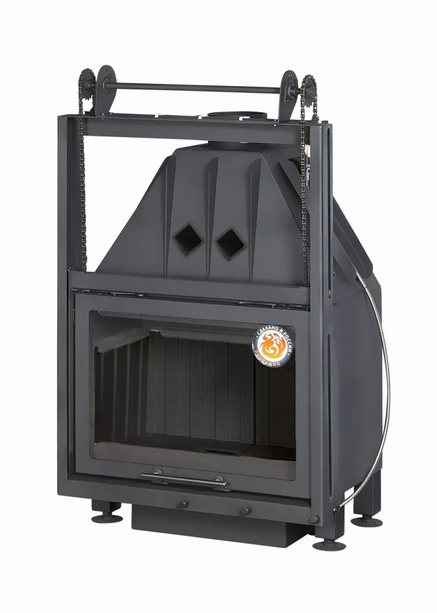 Топка каминная ЭкоКамин Альфа 700К с контргрузом черный шамот